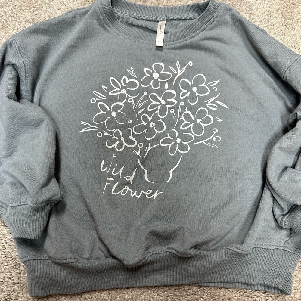 Rylee + Cru Slate Blue Wild Flower Sweatshirt